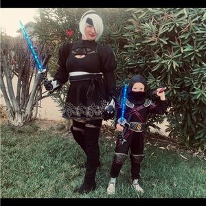 Black and White Costume with Gloves